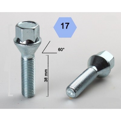 Wheel bolt M12x1.25x39 Conical H17 Silver