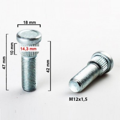 Tapskrūve M12x1.5x42 14.3  Silver