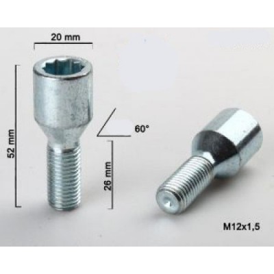 Zvaigžņu skrūves M12x1.5x26 con  Silver|20mm